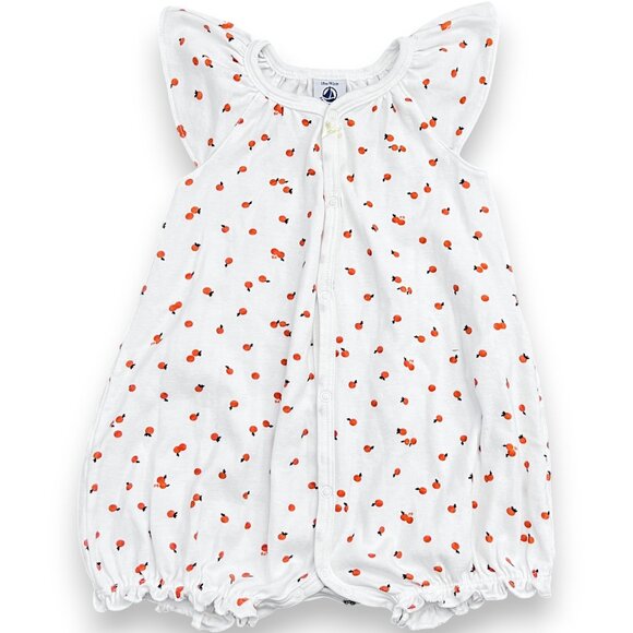 Petit Bateau Orange Print Flutter Sleeve Bubble Romper Size 18M - Picture 1 of 6